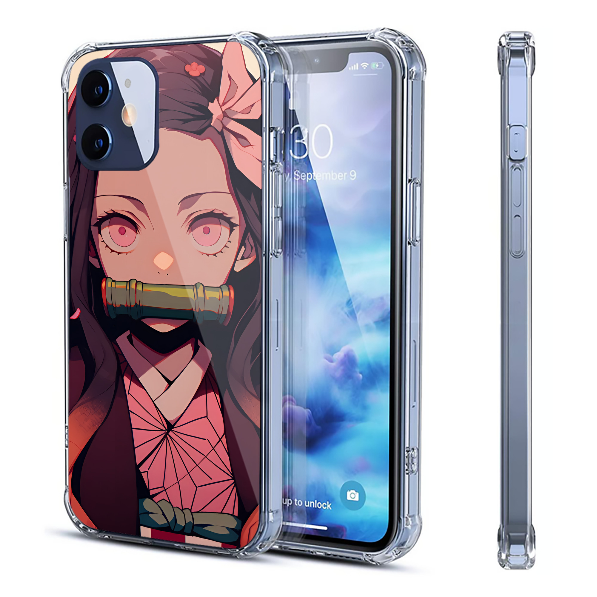 （画像用） 鬼滅の刃（きめつのやいば）竈門 禰󠄀豆子／かまど ねずこ Kamado Nezuko 【iPhone 12シリーズ対応】透明スマホケース（クリアソフトケース）